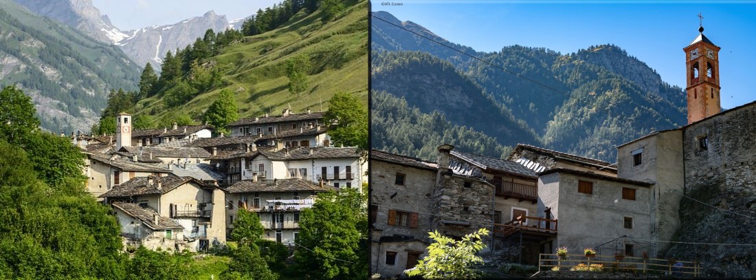 Veduta di Casteldelfino e Pontechianale